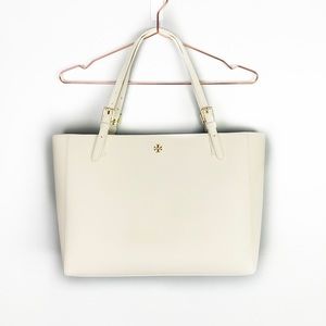 Tory Burch York Tote Saffiano Leather White Large